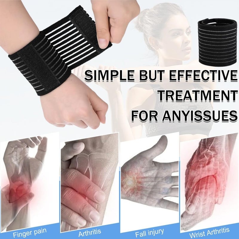 FAQUSA Compression Wrist Wraps, High-Elastic Wrist Bands Support for Men & Women, Breathable Elastic Brace for Sports, Pain Relief, & Injury Recovery for Weightlifting, Gym, Tendonitis & Carpal Tunnel (2 Pack) - Image 4